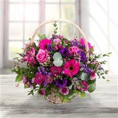 Purple &amp; Pink Basket Arrangement